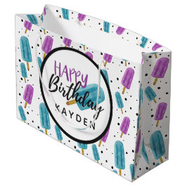 Happy Birthday Kid's Name Summer Ice Pop Party Große Geschenktüte