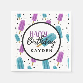 Happy Birthday Kid's Summer Ice Pop Party Cake Serviette
