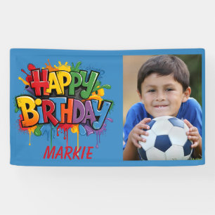 Happy Birthday Kinder Blaue Gelbe Rote Foto Banner