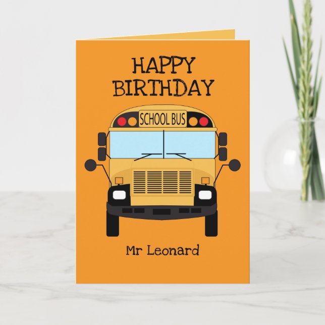Happy Birthday Kindergarten Schulbusfahrer Karte (Vorderseite)