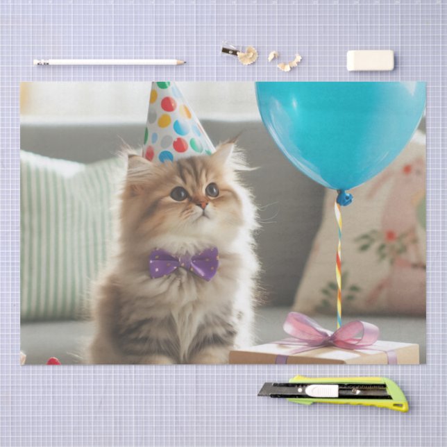 Happy Birthday Kitty Cat Seidenpapier (Handwerk)