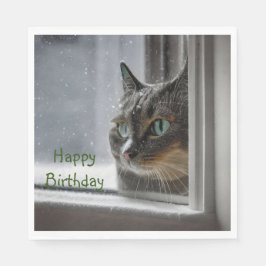 Happy Birthday Kitty Cat Serviette