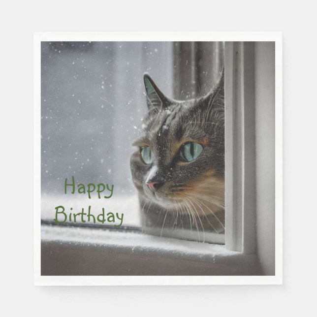Happy Birthday Kitty Cat Serviette (Vorderseite)