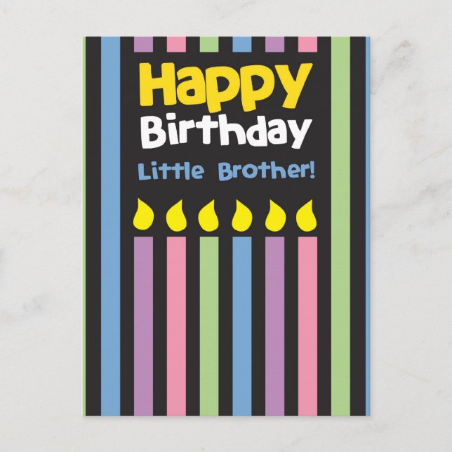 Happy Birthday kleine Brother Stripey Postkarte (Vorderseite)