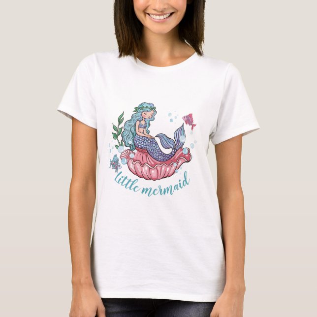 Happy Birthday Kleine Meerjungfrau T-Shirt (Vorderseite)