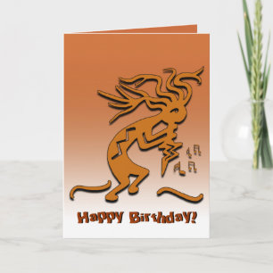 Happy Birthday Kokopelli Musician Notes Custom Karte