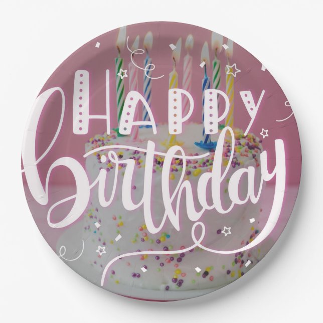 Happy Birthday Konzept Pappteller (Vorderseite)