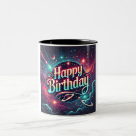 Happy Birthday Kosmische Galaxie Magie Zweifarbige Tasse