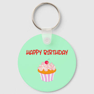 Happy Birthday Köstliche Cupcake Cherry auf der S Schlüsselanhänger