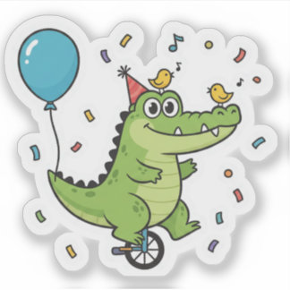 Happy Birthday Krokodil Zirkus Thema Cartoon Aufkleber