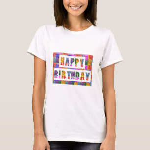 HAPPY BIRTHDAY : Künstler kreiert Schriftart in Fa T-Shirt
