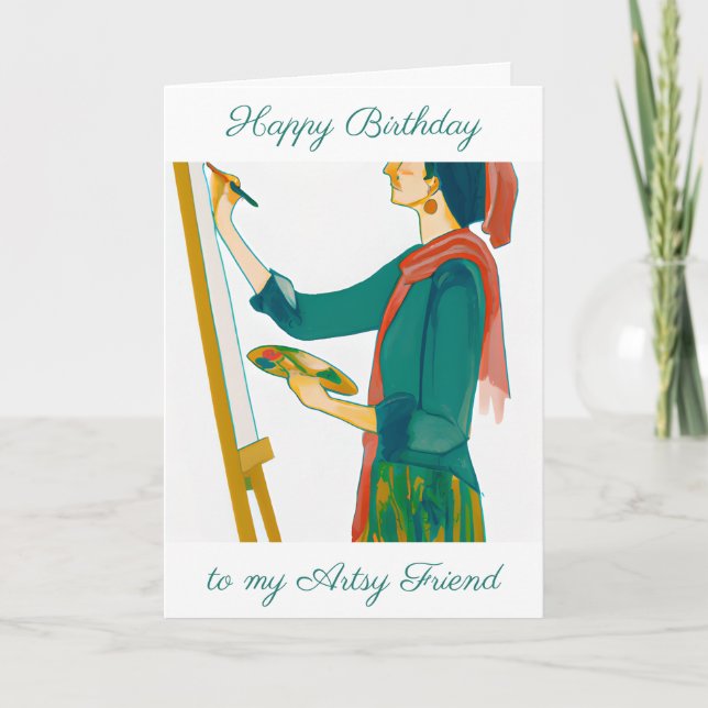 Happy Birthday | Künstlerische Frau Karte (Vorderseite)