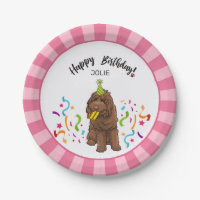Happy Birthday Labradoodle Hund Pink Strip Party