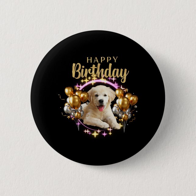 Happy Birthday Labrador Retriever Button (Vorderseite)