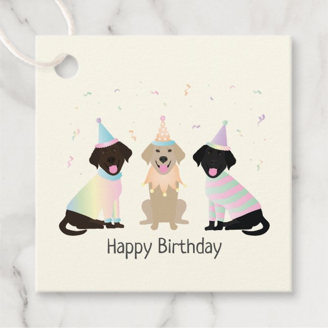 Happy Birthday Labrador Retriever Hunde Geschenkanhänger (Vorderseite)