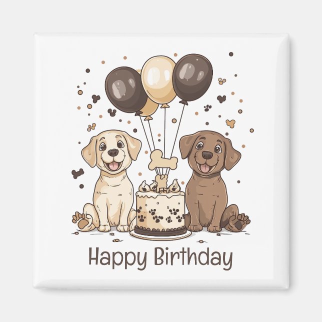 Happy Birthday Labrador Retriever Hunde Magnet (Vorne)