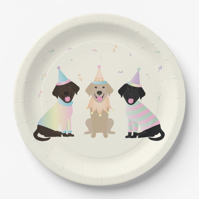Happy Birthday Labrador Retriever Hunde Pappteller (Vorderseite)