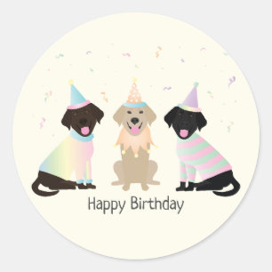 Happy Birthday Labrador Retriever Hunde Runder Aufkleber