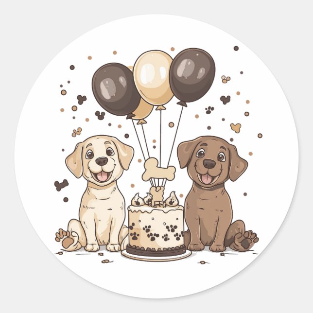 Happy Birthday Labrador Retriever Hunde Runder Aufkleber (Vorderseite)