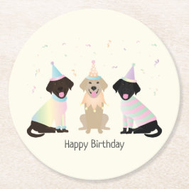 Happy Birthday Labrador Retriever Hunde Runder Pappuntersetzer