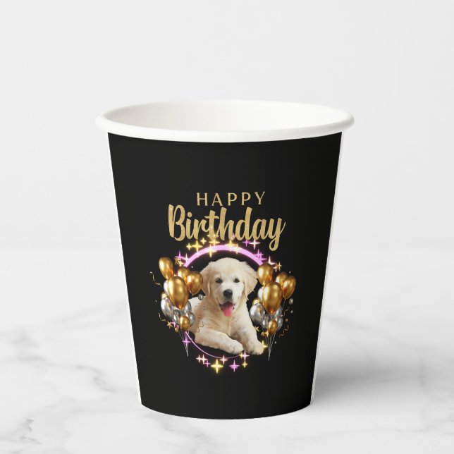 Happy Birthday Labrador Retriever Pappbecher (Vorderseite)