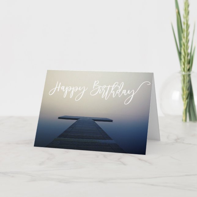 Happy Birthday Lake Dock Boat Karte (Vorderseite)