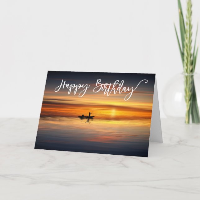 Happy Birthday Lake Fishing for HIm Karte (Vorderseite)