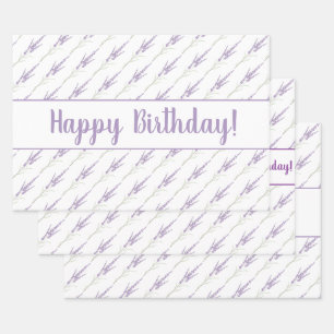 Happy Birthday Lavender Blume Geschenkpapier Set