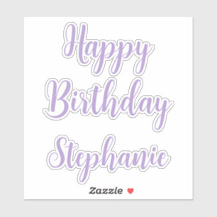 Happy Birthday Lavender Lila Individuelle Name Ele Aufkleber
