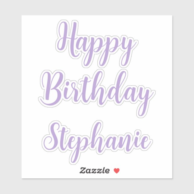 Happy Birthday Lavender Lila Individuelle Name Ele Aufkleber (Blatt)
