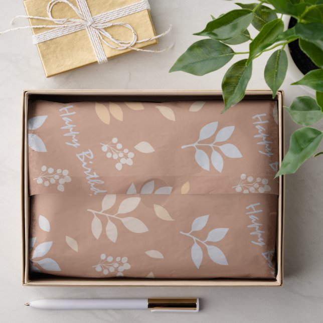 Happy Birthday Leaves Seidenpapier (Geschenk)