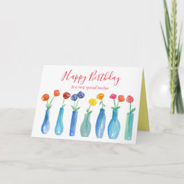 Happy Birthday Lehrer Rose Blume Bouquet Karte