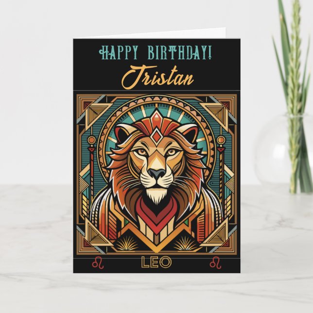 Happy Birthday Leo Zodiac Design Karte (Vorderseite)
