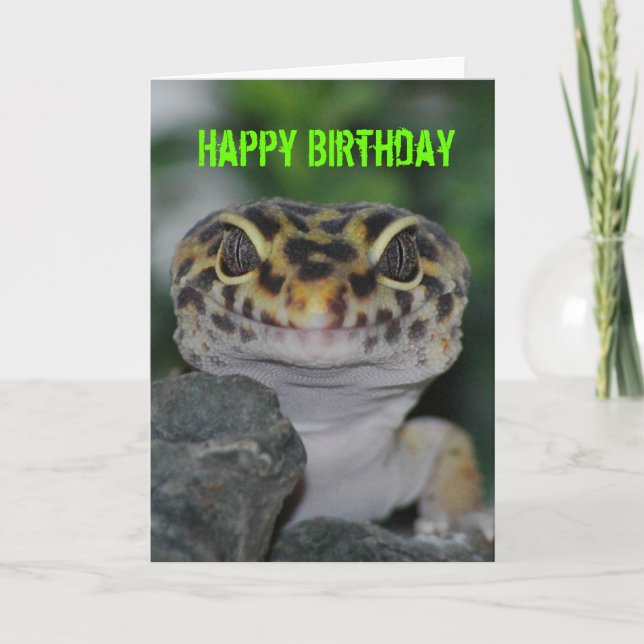 Happy Birthday Leopard Gecko Karte (Vorderseite)