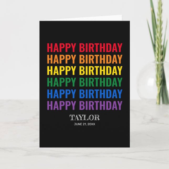 Happy Birthday LGBT Pride LGBTQ Transgender Karte (Vorderseite)