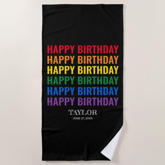 Happy Birthday LGBT Pride LGBTQ Transgender Strandtuch (Vorderseite)