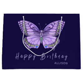 Happy Birthday Lila Butterfly Große Geschenktasche Geschenktüte