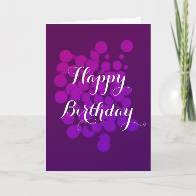 Happy Birthday Lila Circles Abstrakt Background Karte (Vorderseite)