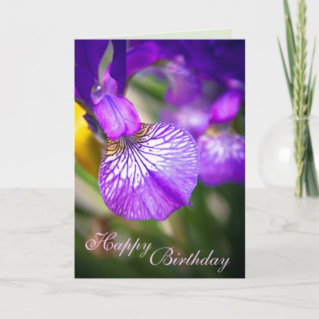 Happy Birthday (Lila Iriskarte) - anpassbar Karte (Vorderseite)