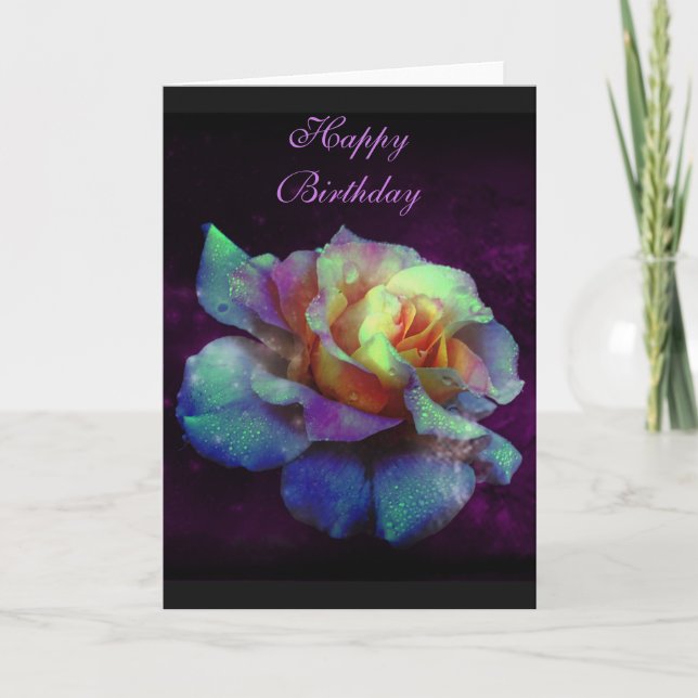 Happy Birthday Lila Kissed Turquoise Rose Card Karte (Vorderseite)