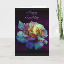 Happy Birthday Lila Kissed Turquoise Rose Card Karte