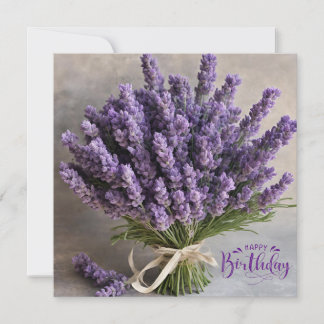 Happy Birthday Lila Lavender Blume Bouquet Karte