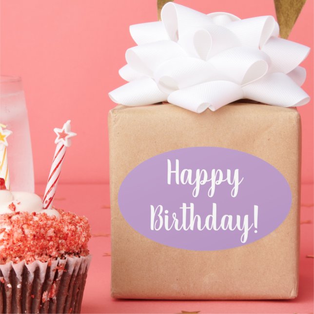 Happy Birthday Lila Lilac Ovaler Aufkleber (Party)