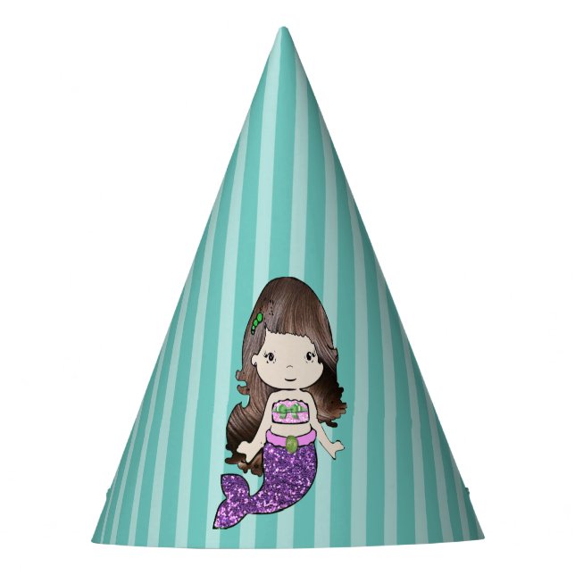 Happy Birthday Lila Mermaid Birthday Hat Partyhütchen (Vorderseite)