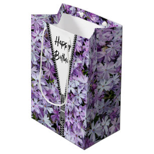Happy Birthday Lila Phlox mit Zipper Mittlere Geschenktüte