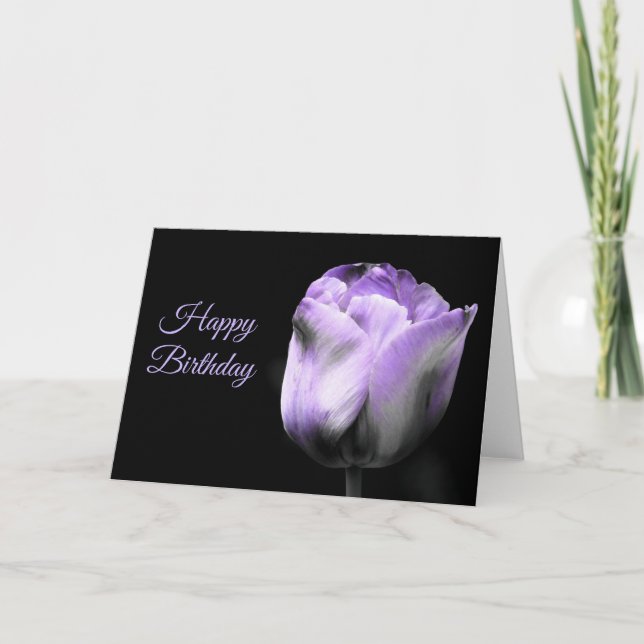 Happy Birthday Lila Tulip *anpassen* Karte (Vorderseite)