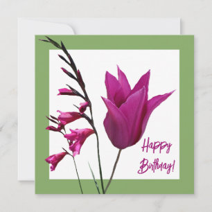 Happy Birthday lila Tulpe minimalistisch Trend nie Karte