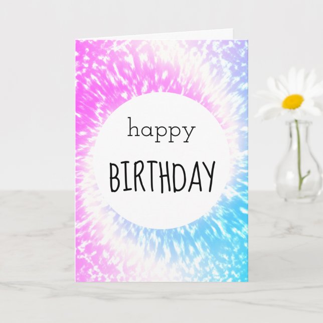 Happy Birthday Lila und Blue Gefärbte Krawatte Hip Karte (Kleine Pflanze)