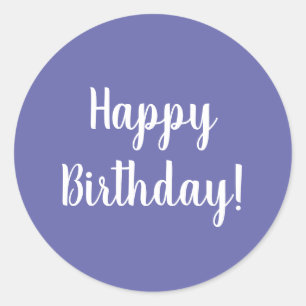 Happy Birthday Lila White Typografy Runder Aufkleber