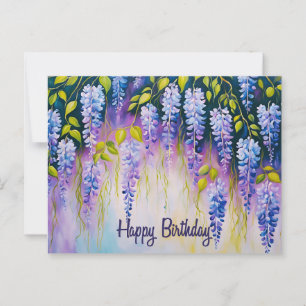 Happy Birthday Lila Wisteria Blume Postkarte